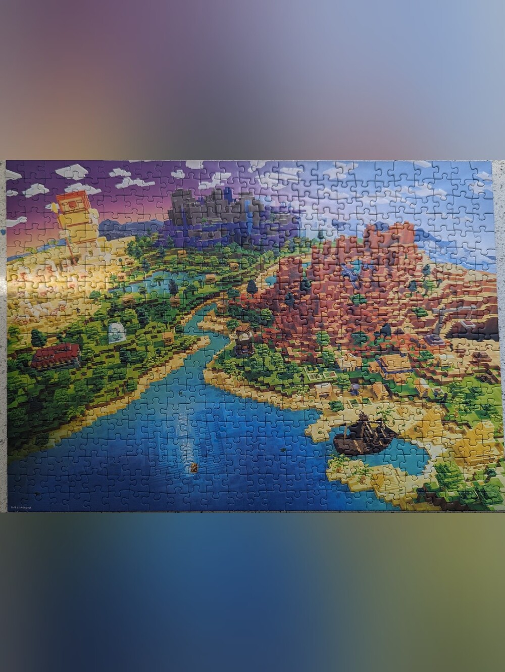 Ravensburger Puzzle - 500 Pieces Minecraft Blue, Green, Orange Landscape - Picture 2 of 3